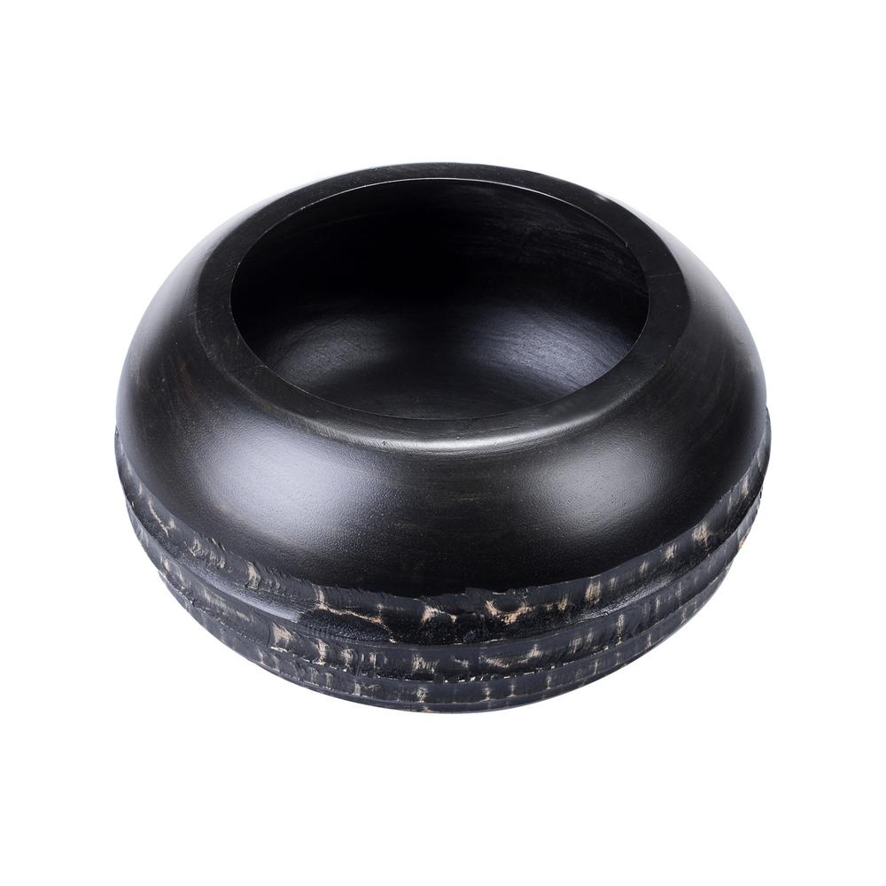 Villacera 10 In Handmade Round Decorative Bowl In Black Hwd020066