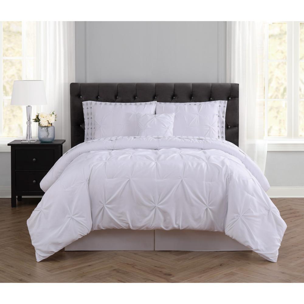 Truly Soft Arrow Pleated 6 Piece White Twin Xl Bed In A Bag Set