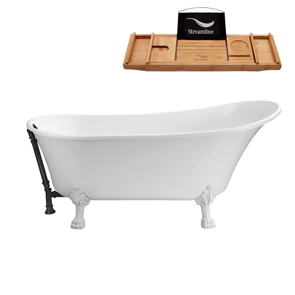 Streamline 67 in. Acrylic Clawfoot NonWhirlpool Bathtub in Black