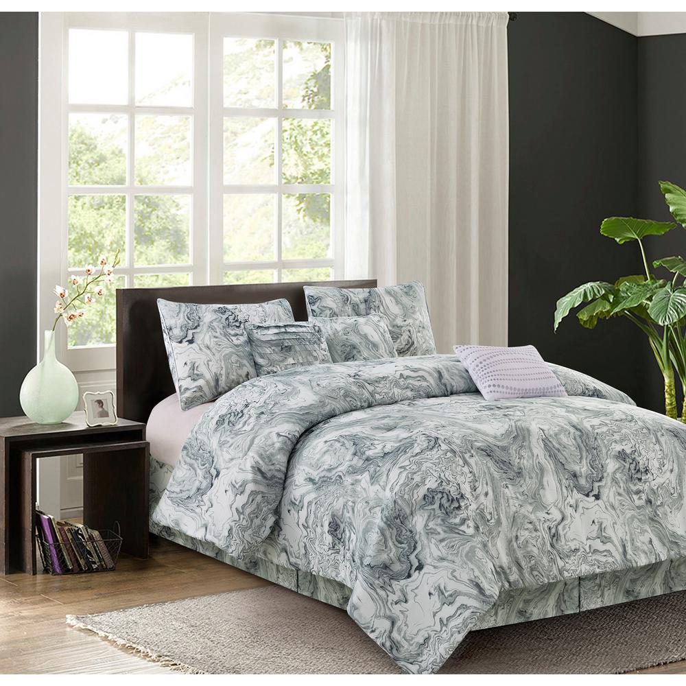 R2zen Carrera 7 Piece Grey Queen Comforter Set Rz270080043 The Carrera 7 Piece Grey Queen Comforter Set