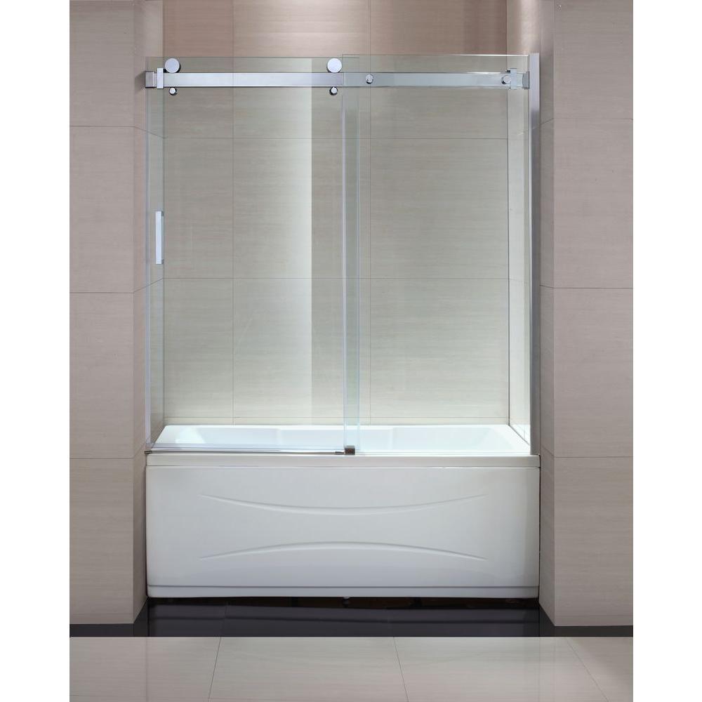 Schon Judy 60 in. x 59 in. Semi-Framed Sliding Trackless ...