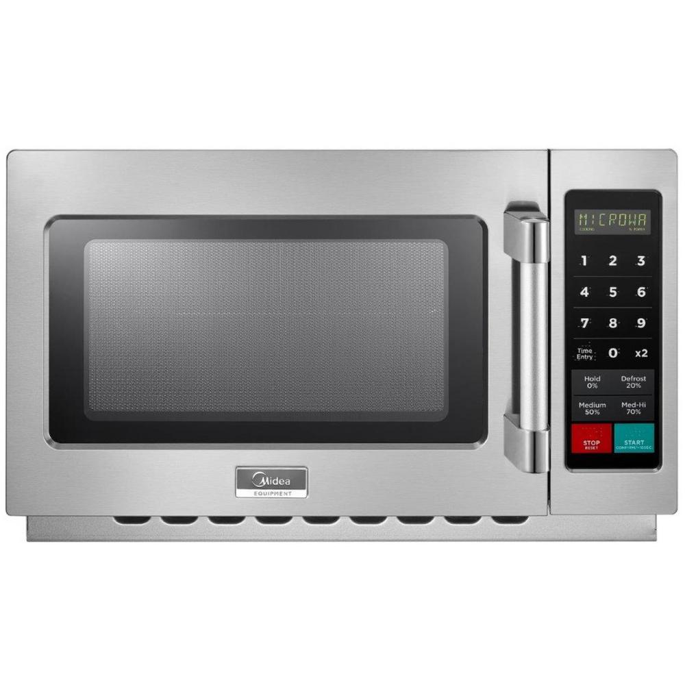 Midea 1 2 Cu Ft 1000 Watt Commercial Counter Top Microwave Oven In Stainless Steel Interior And Exterior Programmable