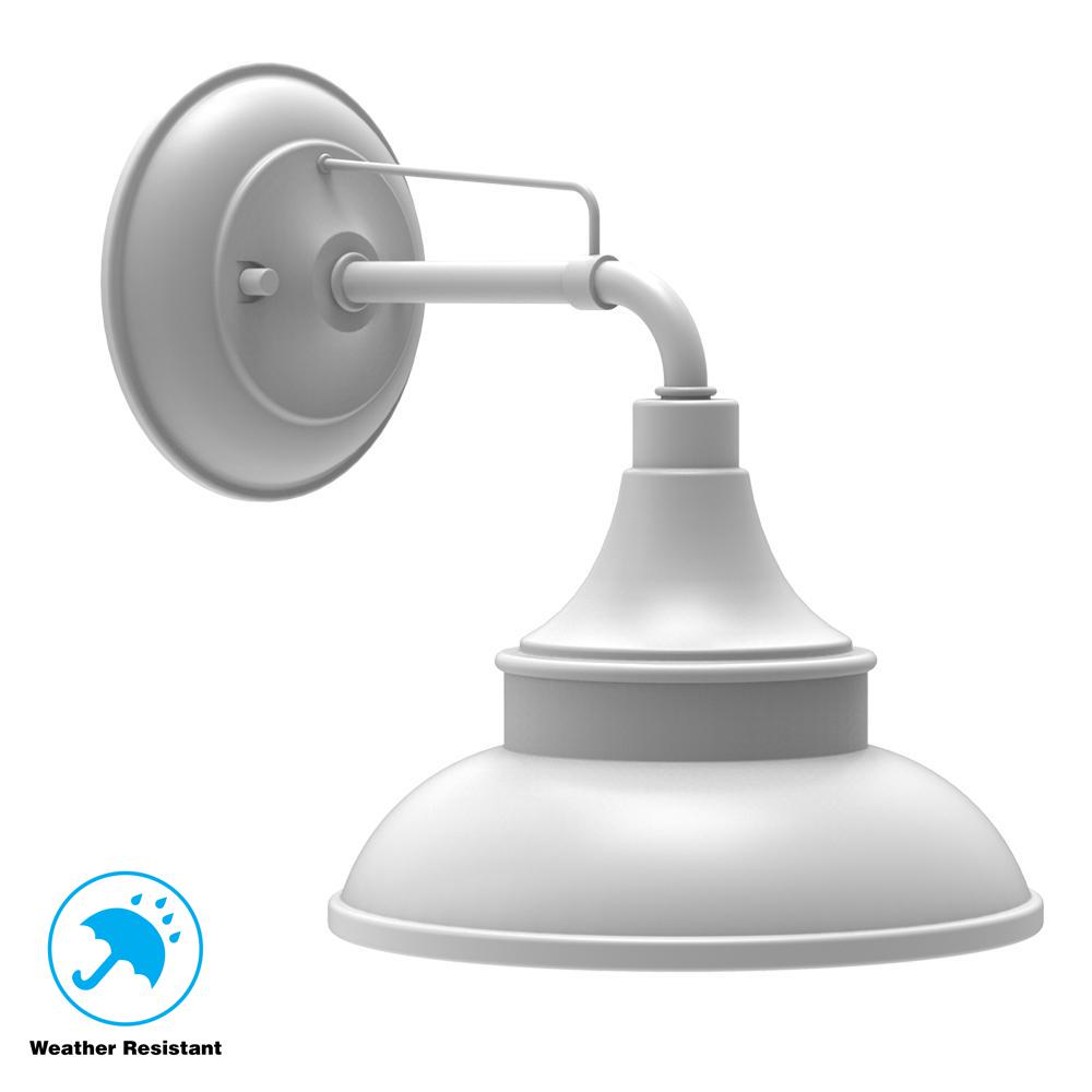 Hampton Bay Matte White Outdoor Barn Light Wall Mount Sconce
