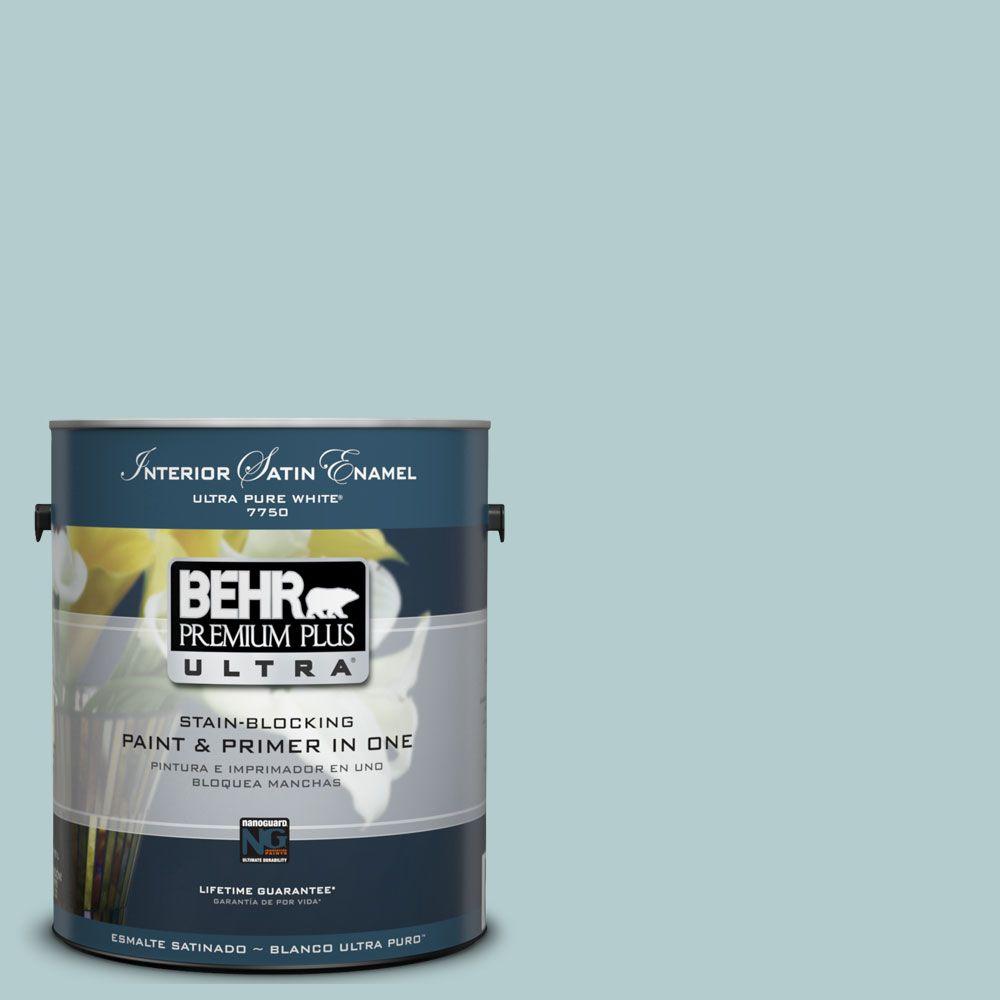 BEHR Premium Plus 5 gal. PPU1315 Clear Pond Satin Enamel Zero VOC