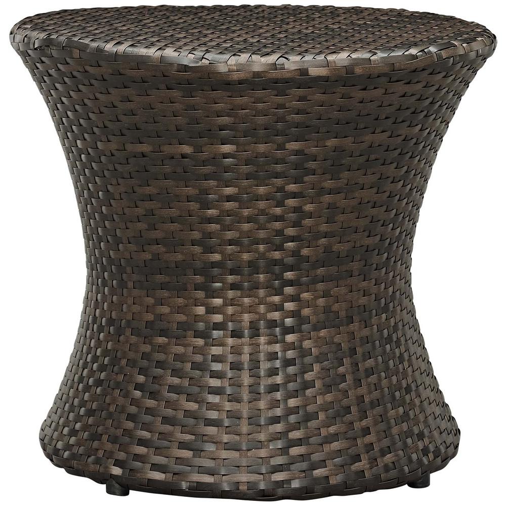 MODWAY Stage Patio in Brown Wicker Outdoor Side Table EEI2546BRN