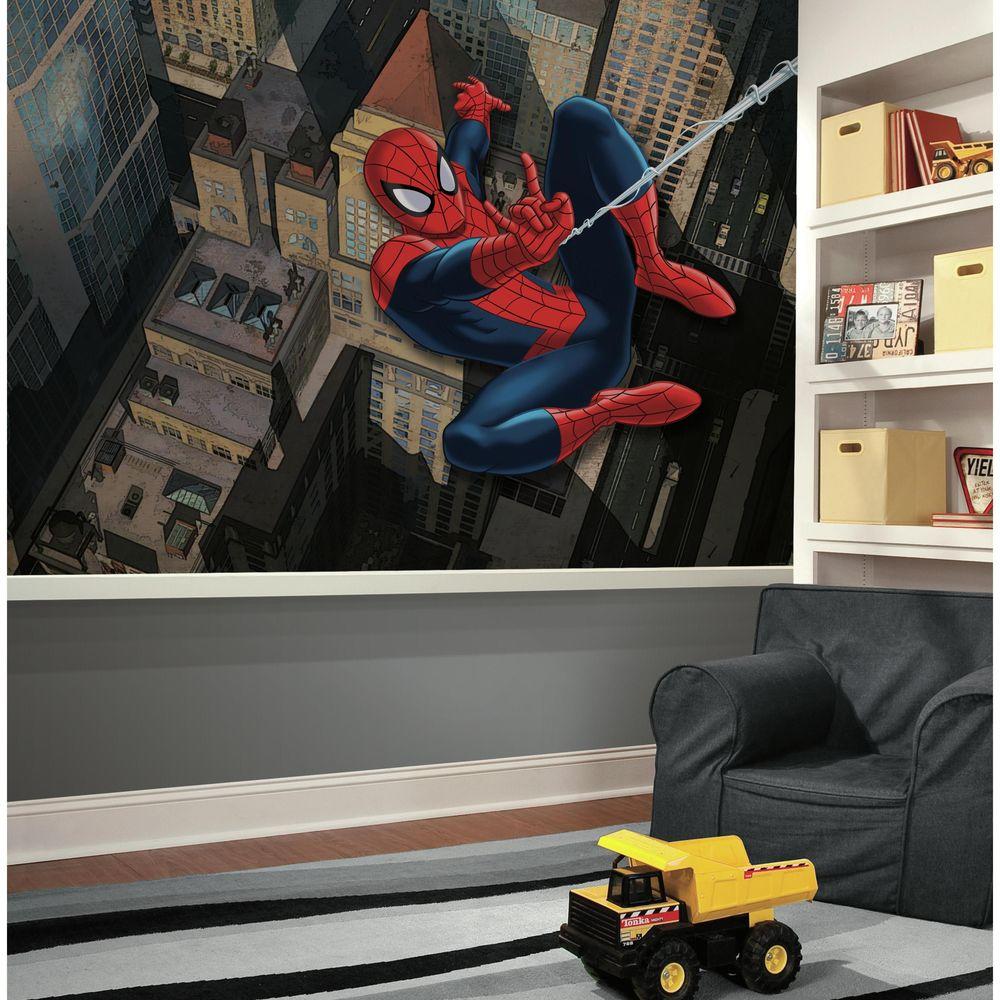 72 In W X 126 H Ultimate Spiderman Xl Chair Rail 7 Panel Prepasted Wall Mural