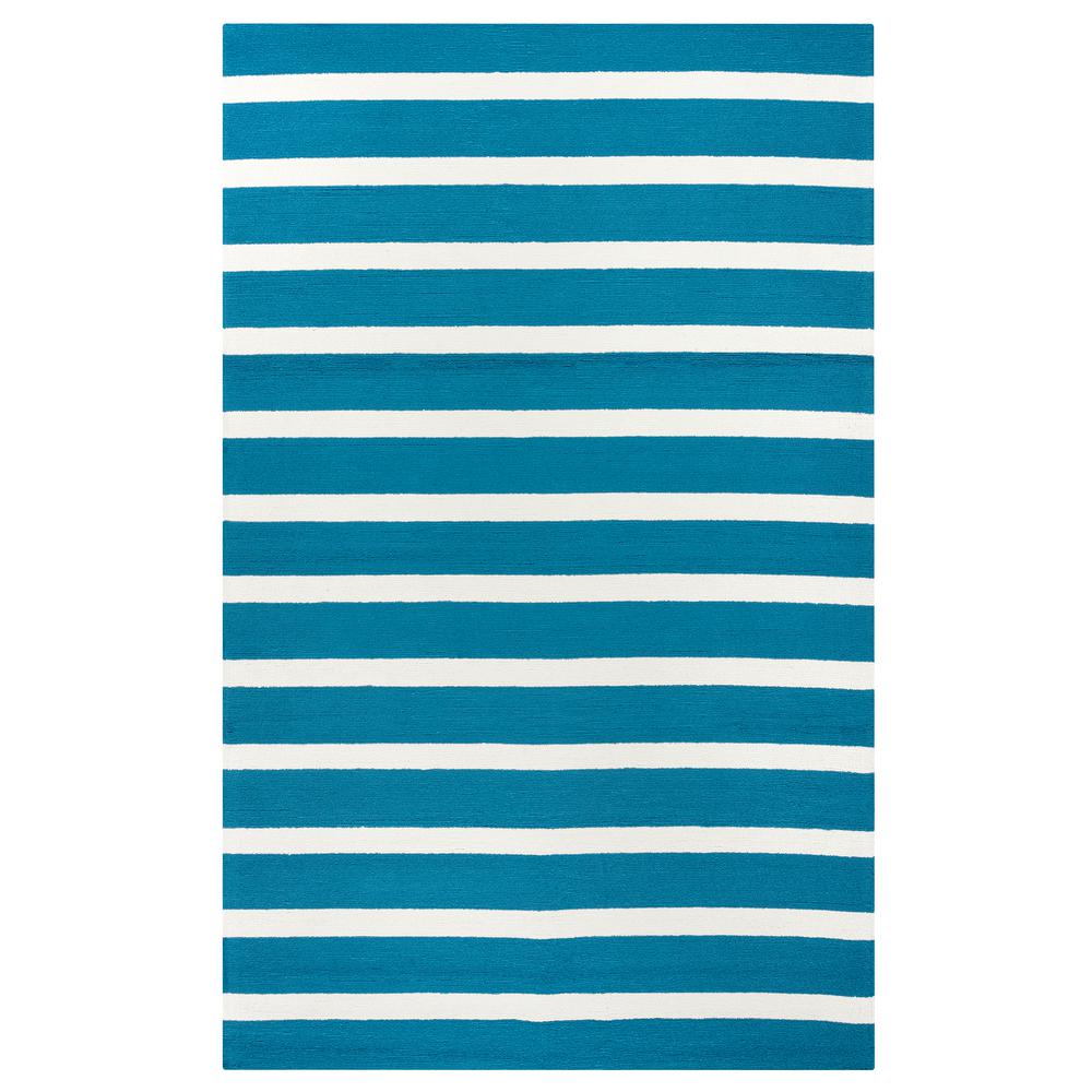 Rizzy Home Azzura Hill Dark Teal Striped 4 Ft X 6 Indoor Outdoor Area Rug