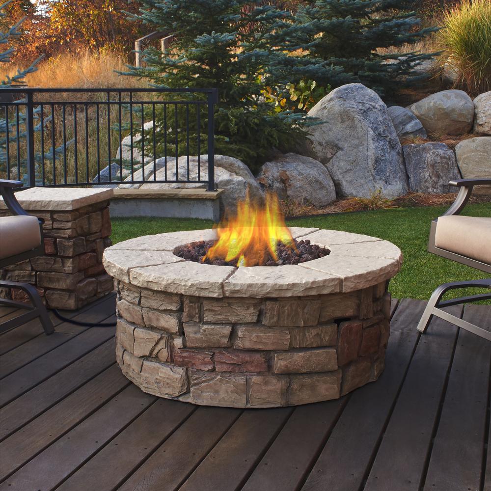 Real Flame Sedona 43 in. x 17 in. Round Fiber-Concrete ...