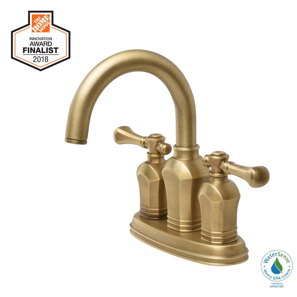 Antique Br Bathroom Faucets Bath The Home Depot Centerset 2 Handle High Arc Bathroom Faucet In Antique Br
