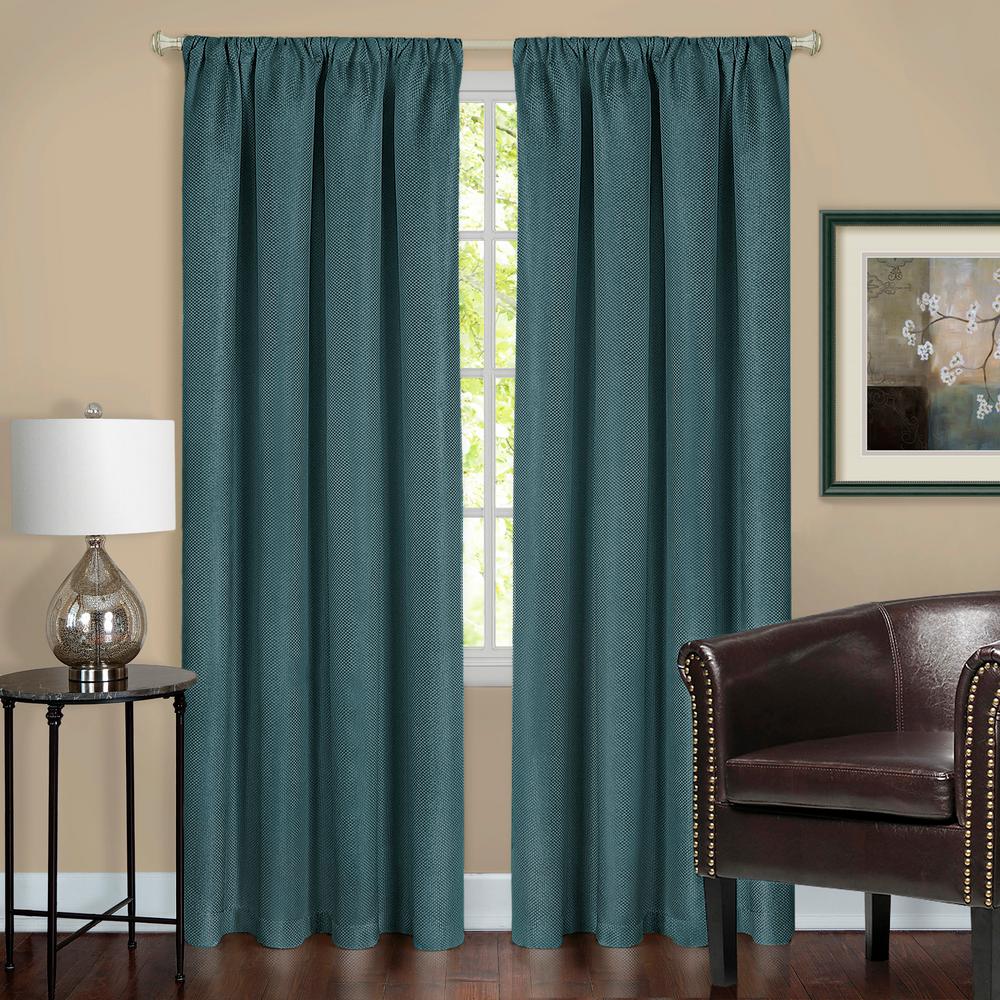 Achim Harmony Teal Polyester Rod Pocket Blackout Panel 52 In W