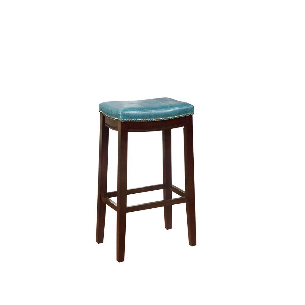 Claridge 32 In Blue Cushioned Bar Stool