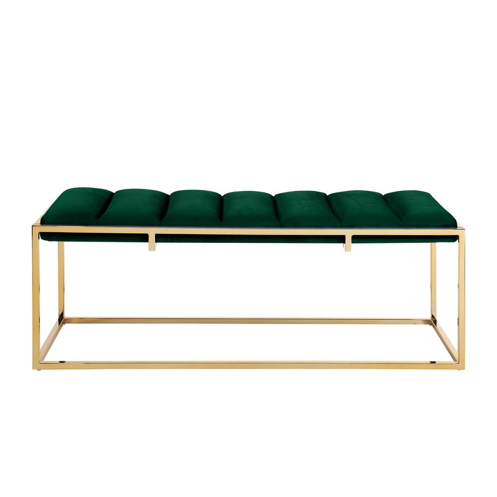 Green Velvet Bench Custom Made Bench Mid Century Modern Style