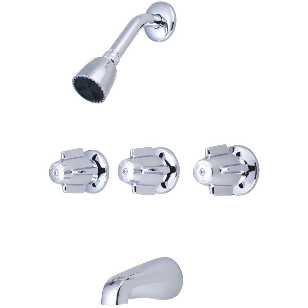 Three Handle Tub And Shower Faucet