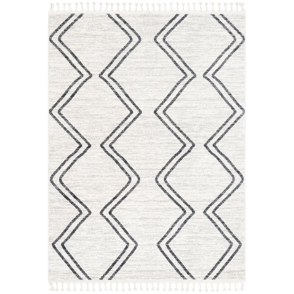 Well Woven Kennedy Reeve Modern Chevron Zig-Zag Grey Ivory 3 ft. 11 in. x 5 ft. 3 in. Kids Area Rug