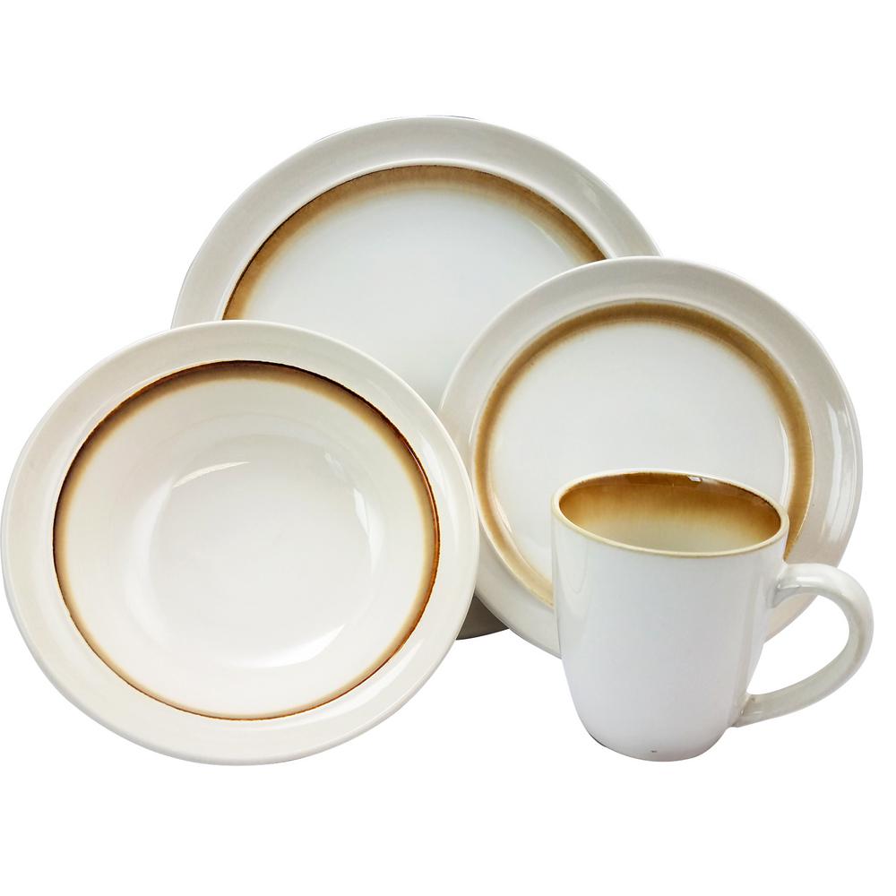 GIBSON elite Lawson 16Piece Brown Dinnerware Set98597341M The Home