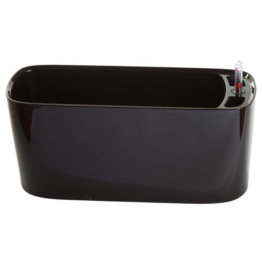 Algreen Modena Windowsill Gloss Black Plastic Planter And Herb