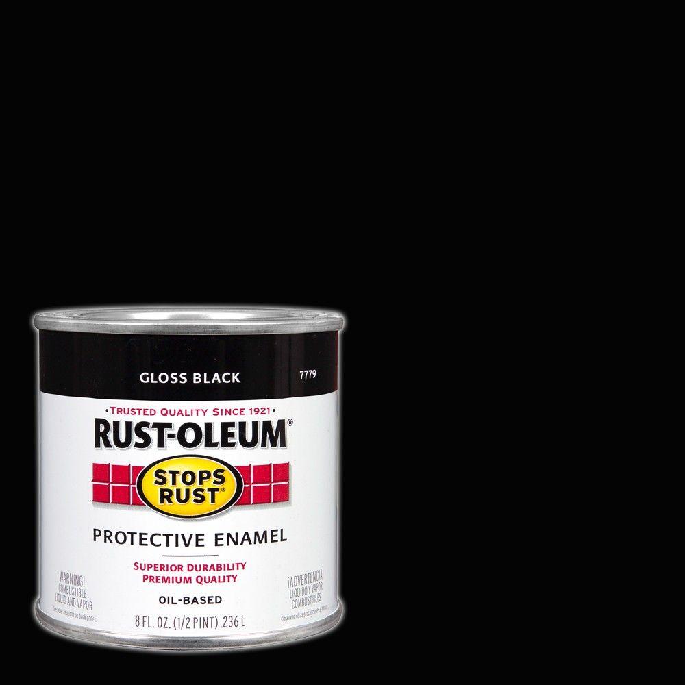 Rust-Oleum Stops Rust 8 Oz. Flat Black Protective Enamel Paint-7776730 ...