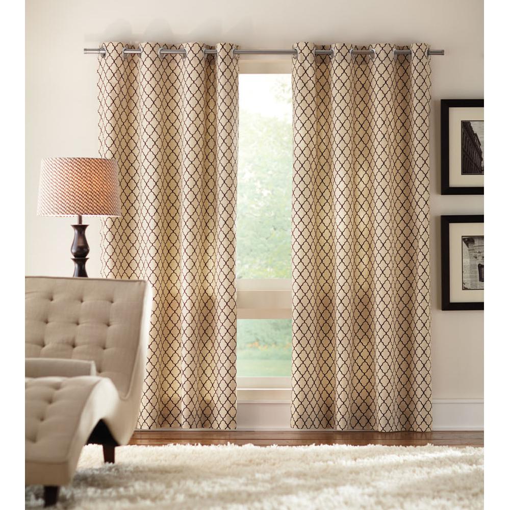 Home Decorators Collection Ogee Light Filtering Window Panel In Cream 50 In W X 84 In L 1623949 The Home Depot