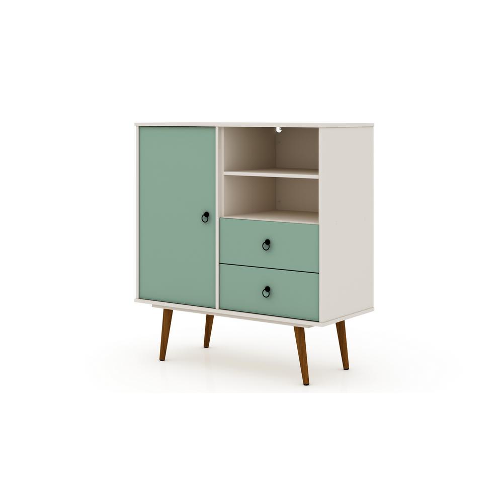 Luxor 2 Drawer Off White And Green Mint Montauk Mid Century Modern