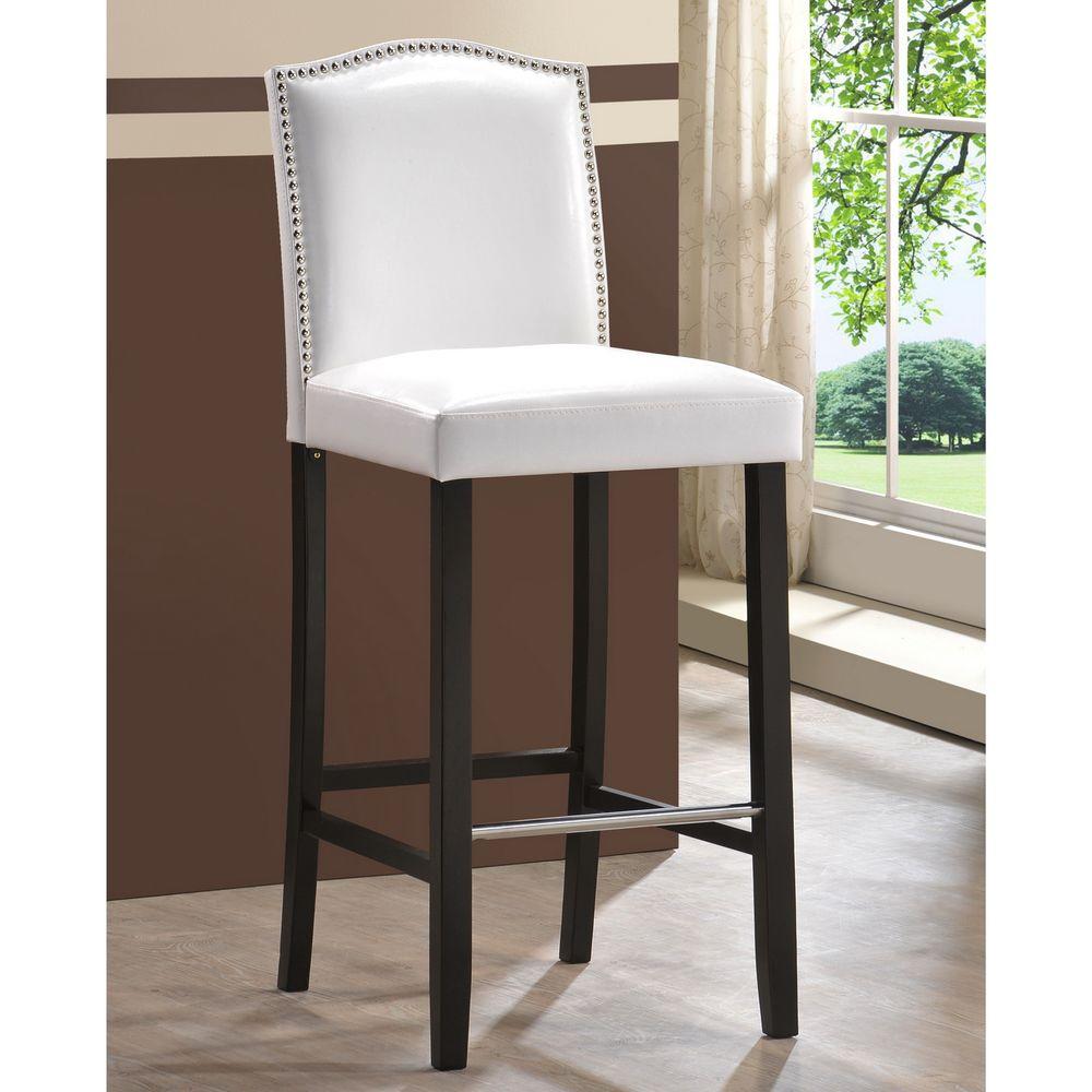 Baxton Studio Libra White Faux Leather Upholstered 2-Piece Bar Stool