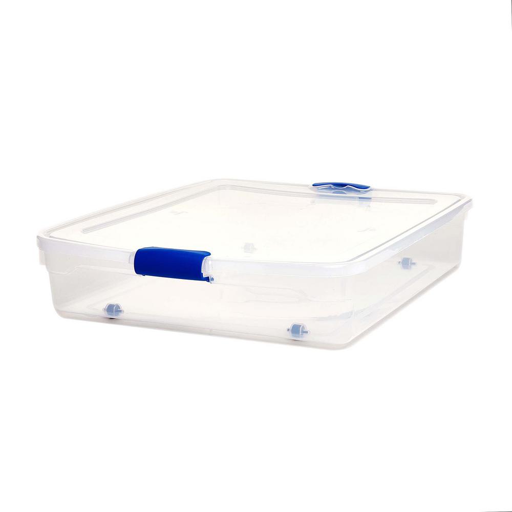 Underbed Storage Containers The Home Depot 56 Qt Full Queen Under Bed Latching Clear Storage Box 2 Pack