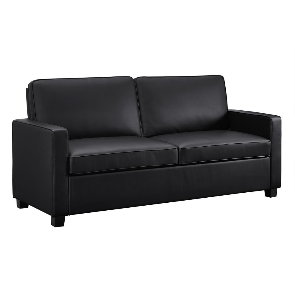Casey Queen Size Black Faux Leather Sleeper Sofa 2152007 The