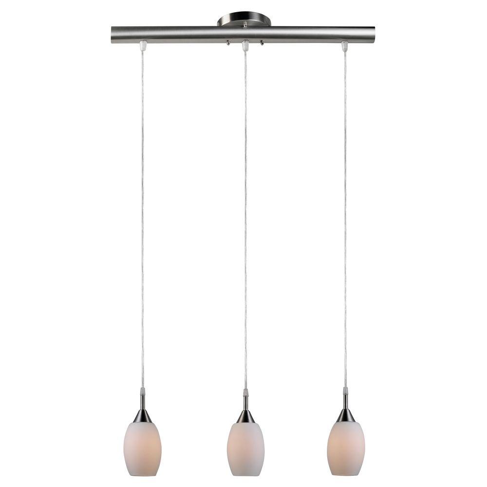 Globe Electric Dallas 3-Light Brushed Steel and Opal White Island ...