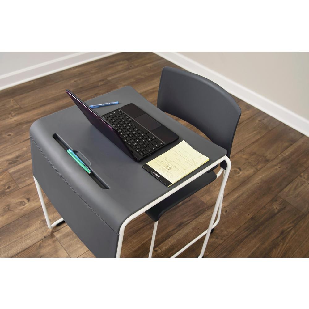 Lightweight Stackable Student Desk And Chair 4 Pack Slate Gray
