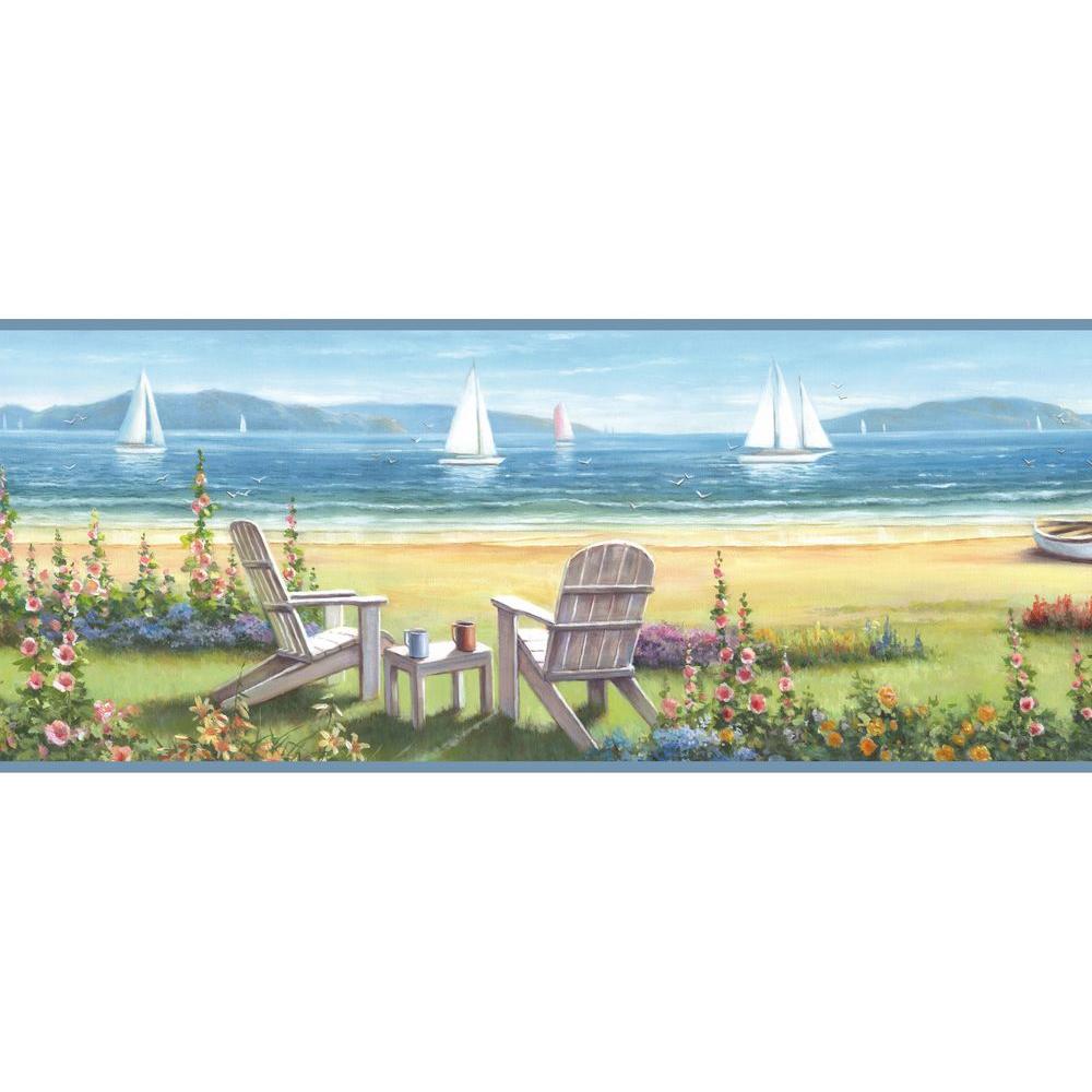 Chesapeake Barnstable Blue Seaside Cottage Wallpaper Border Sample