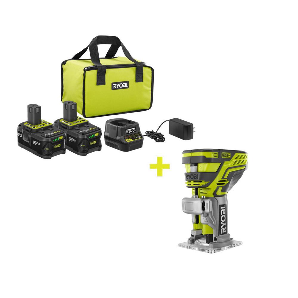 RYOBI 18-Volt ONE+ High Capacity 4.0 Ah Battery (2-Pack) Starter Kit with Charger and Bag with FREE ONE+ Trim Router was $291.0 now $99.0 (66.0% off)
