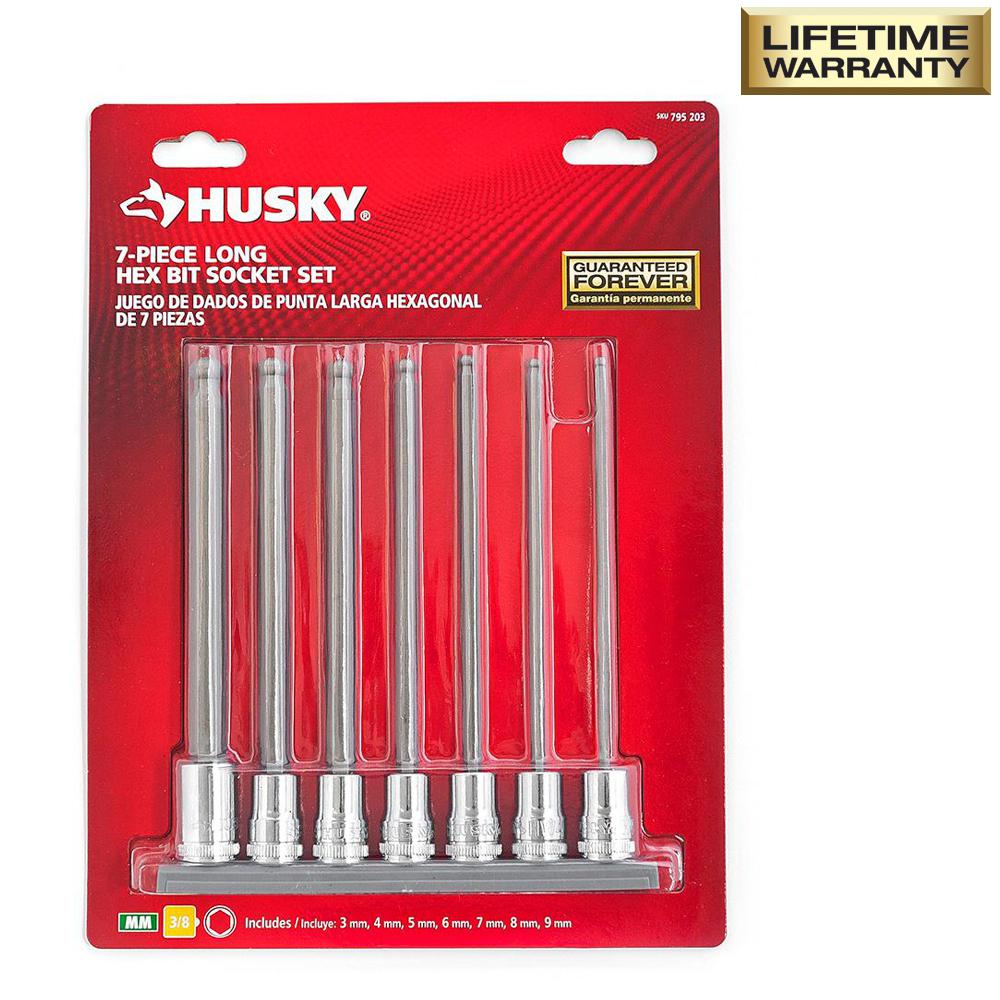 Husky Hex Bit Impact Driver Socket Set 1//2 in Drive 7 Piece Metric Sockets Tool
