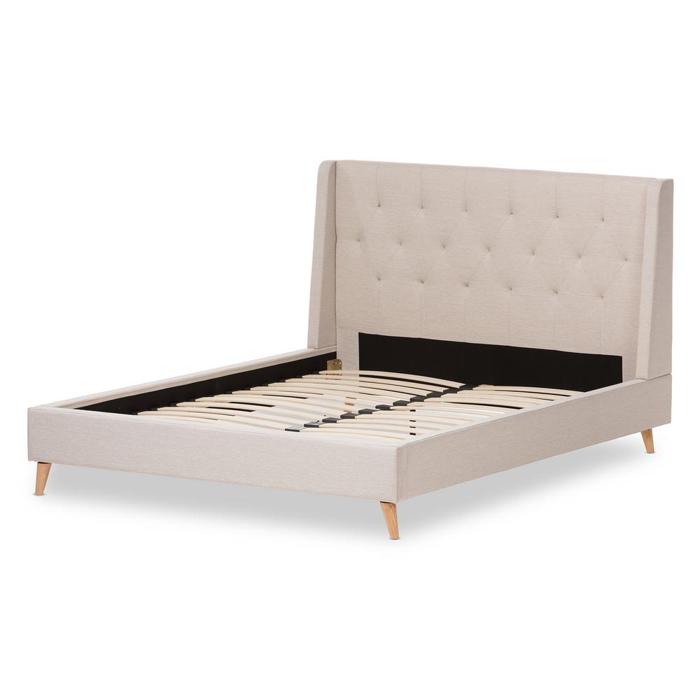 Baxton Studio Adelaide Beige Fabric Upholstered Queen Platform Bed ...