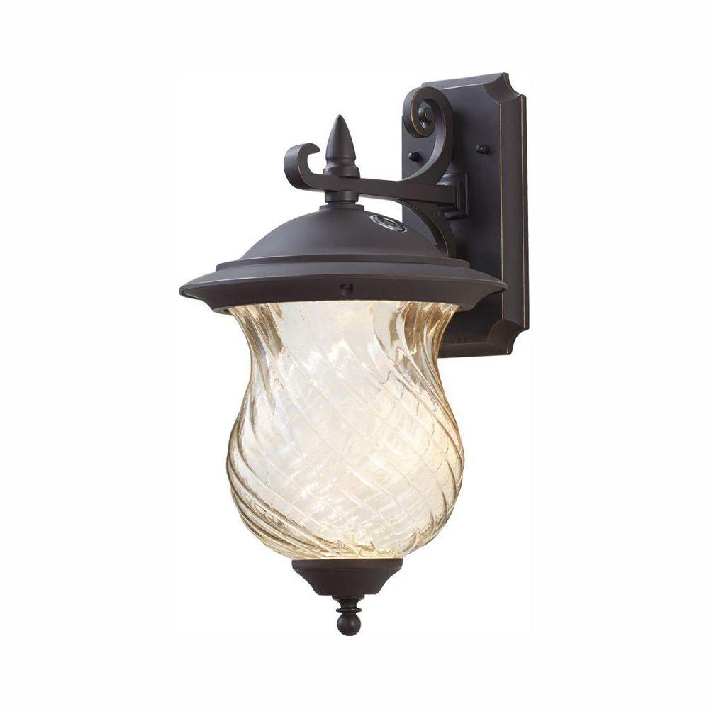Home Decorators Collection Aged Patina Outdoor Integrated Led Wall Lantern Sconce With Photocell