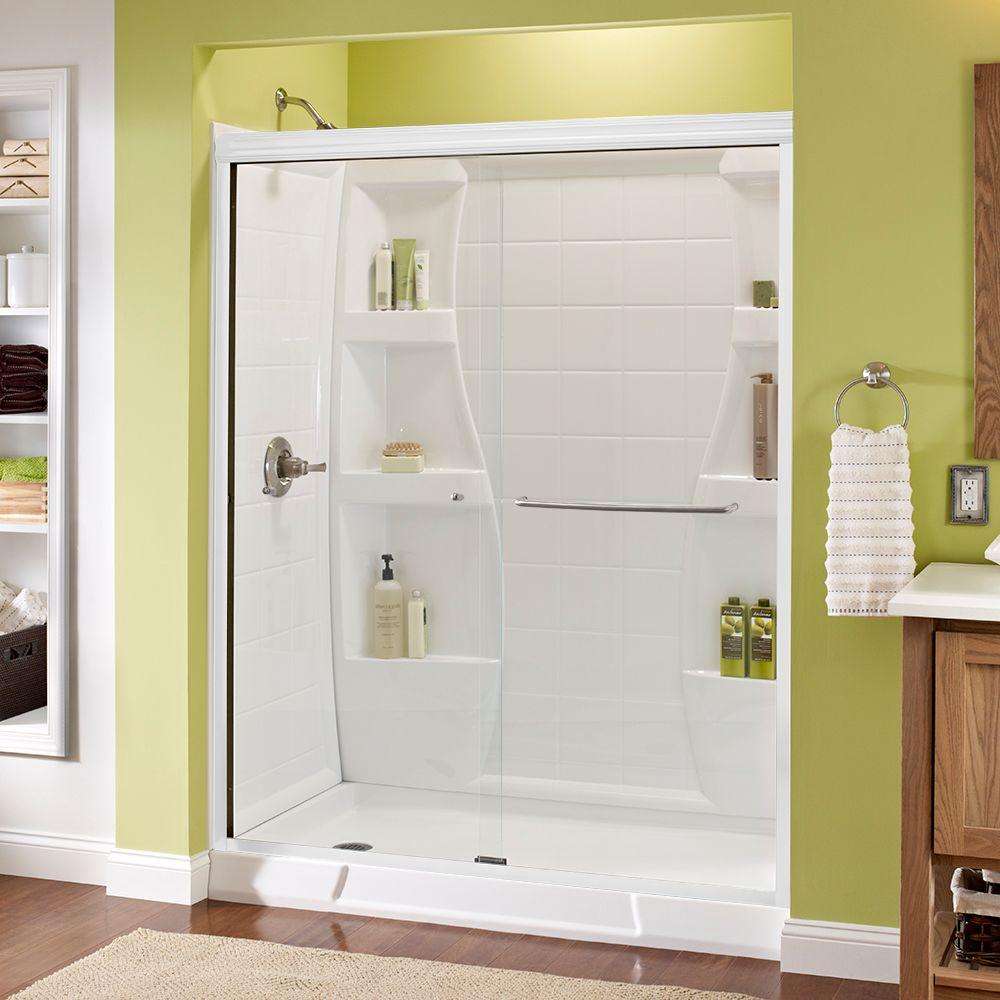 Delta Simplicity 60 in. x 70 in. Traditional Semi-Frameless Sliding ...