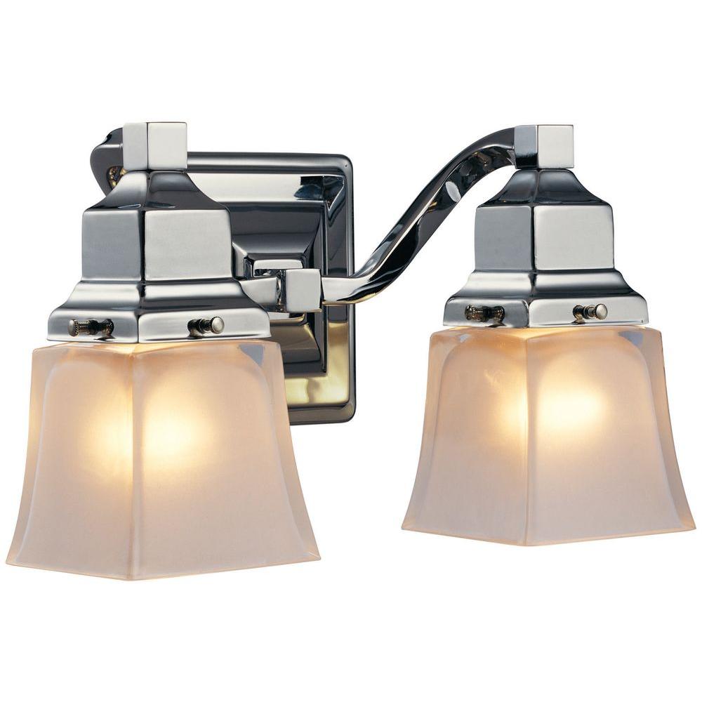 Hampton Bay 2Light Chrome Vanity Light with Etched Glass Shades05659