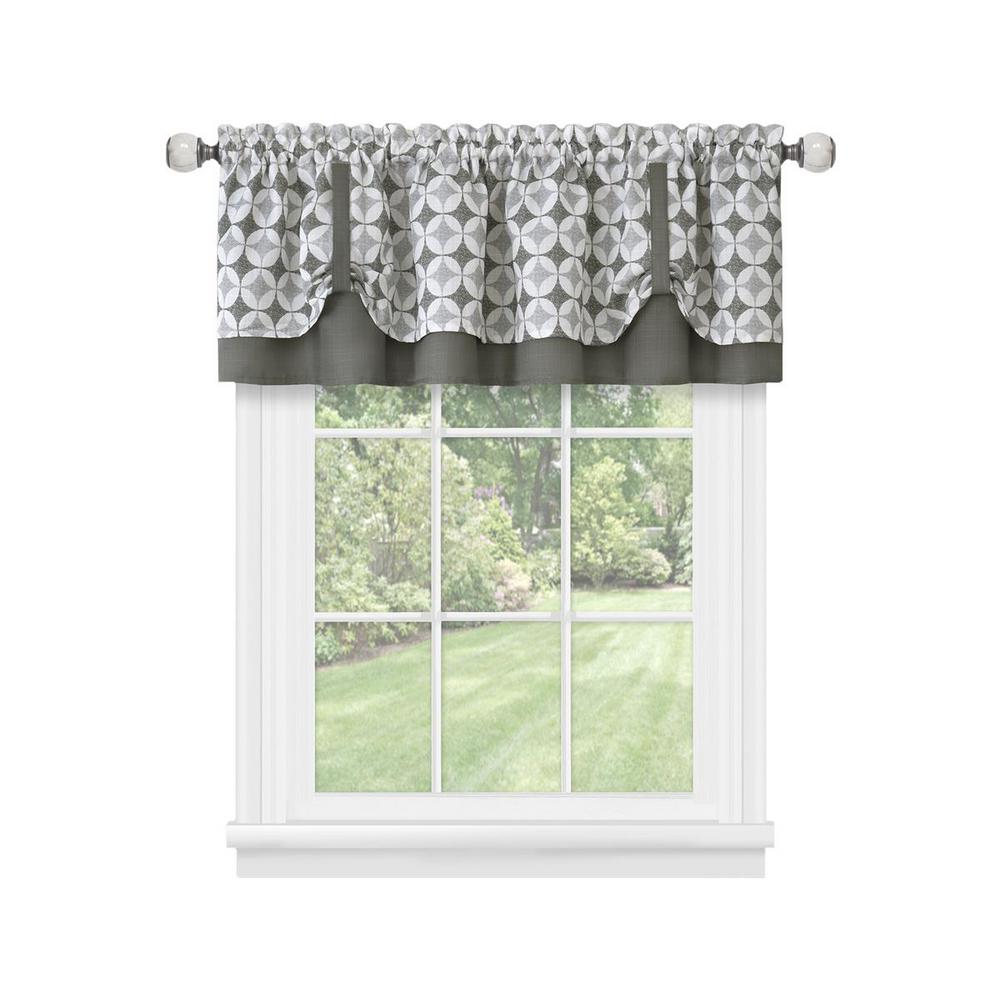 ACHIM Callie 14 in. L Polyester Window Curtain Valance in Grey