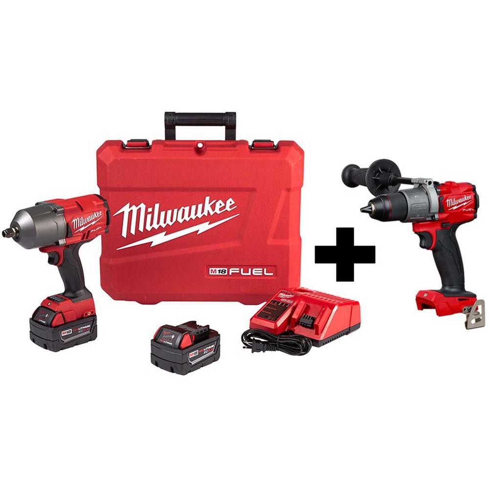 Milwaukee M18 FUEL 18Volt LithiumIon Brushless Cordless 1/2 in. Impact Wrench with Friction