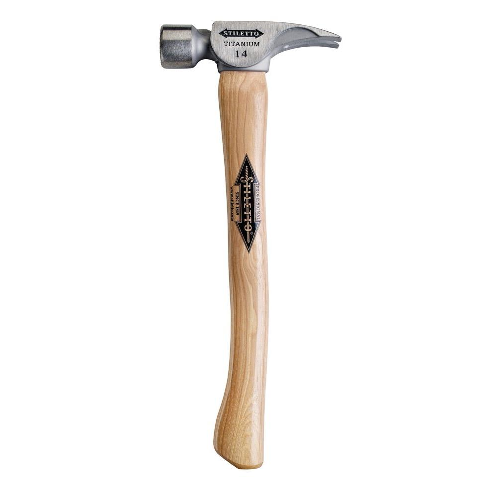 Stiletto 14 oz. Titanium Milled Face Hammer with 16 in. Curved Hickory