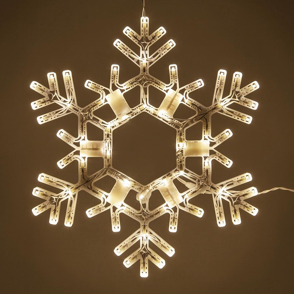 large outdoor hanging snowflakes
