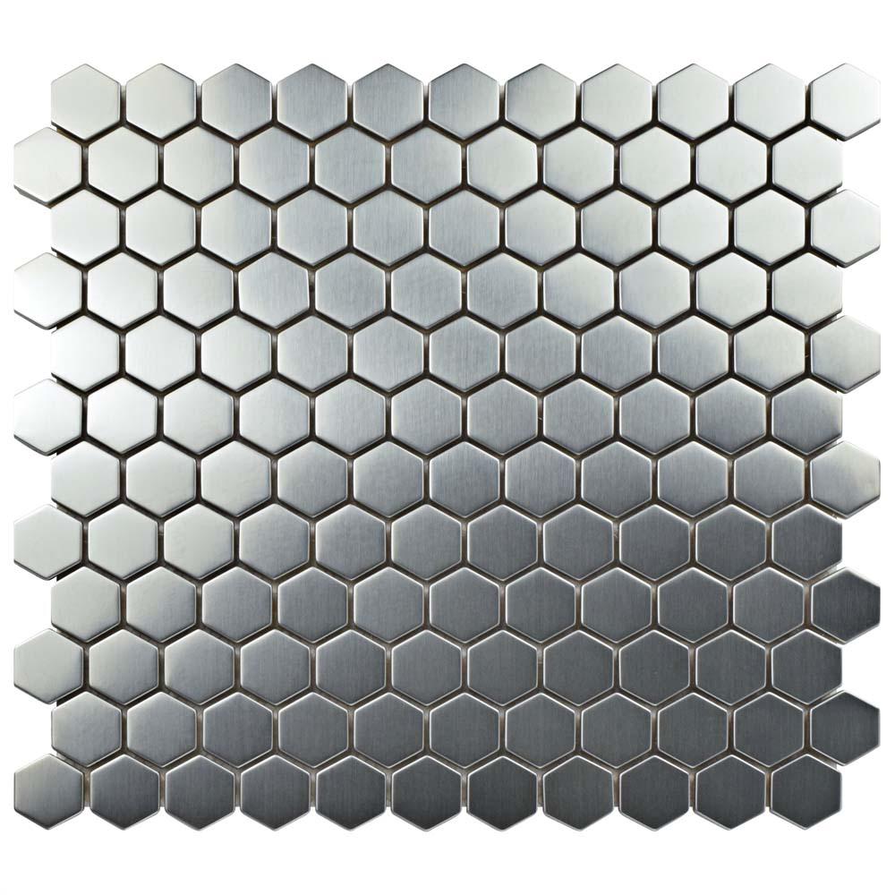 Merola Tile Meta Hex 11 1 4 In X 8 Mm Stainless Steel Merola Tile Meta Hex 11 1 4 In X