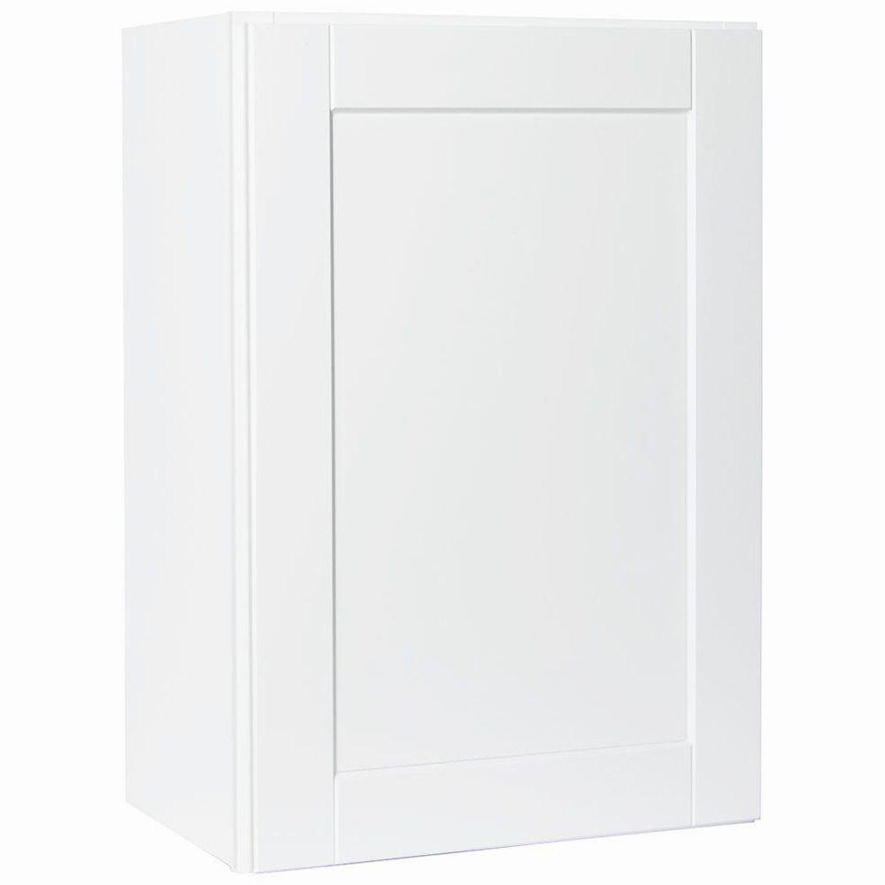 Hampton Bay Shaker Assembled 21x30x12 in. Wall Kitchen Cabinet in Satin ...