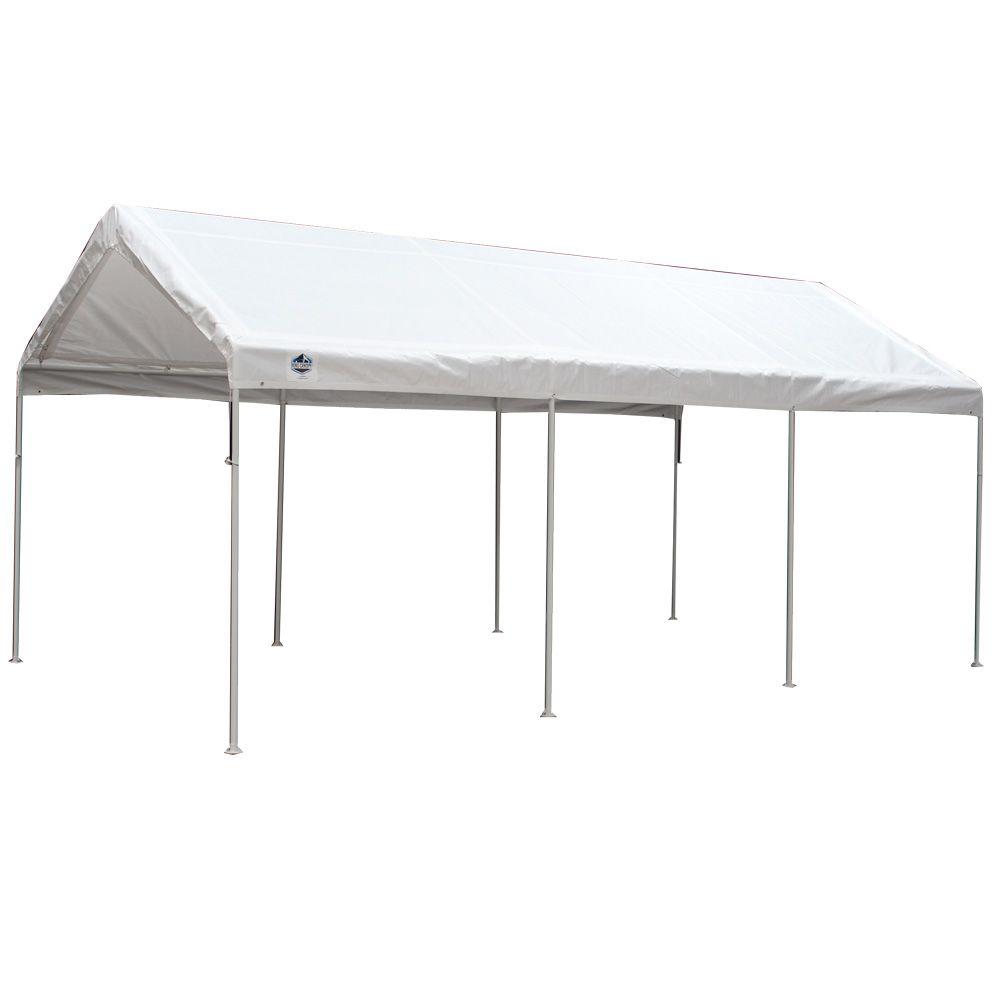 Included Canopy, 6 legs -Silver Canopy Carport 20L x 10W x 8H ft. Metal Waterproof,Fire Retardant 6 Legs 10 x 20 ft