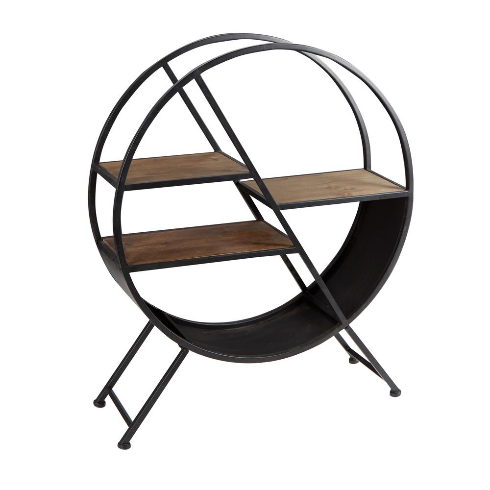 Dillon Round Asymmetrical Tiered Slim Black Side Table