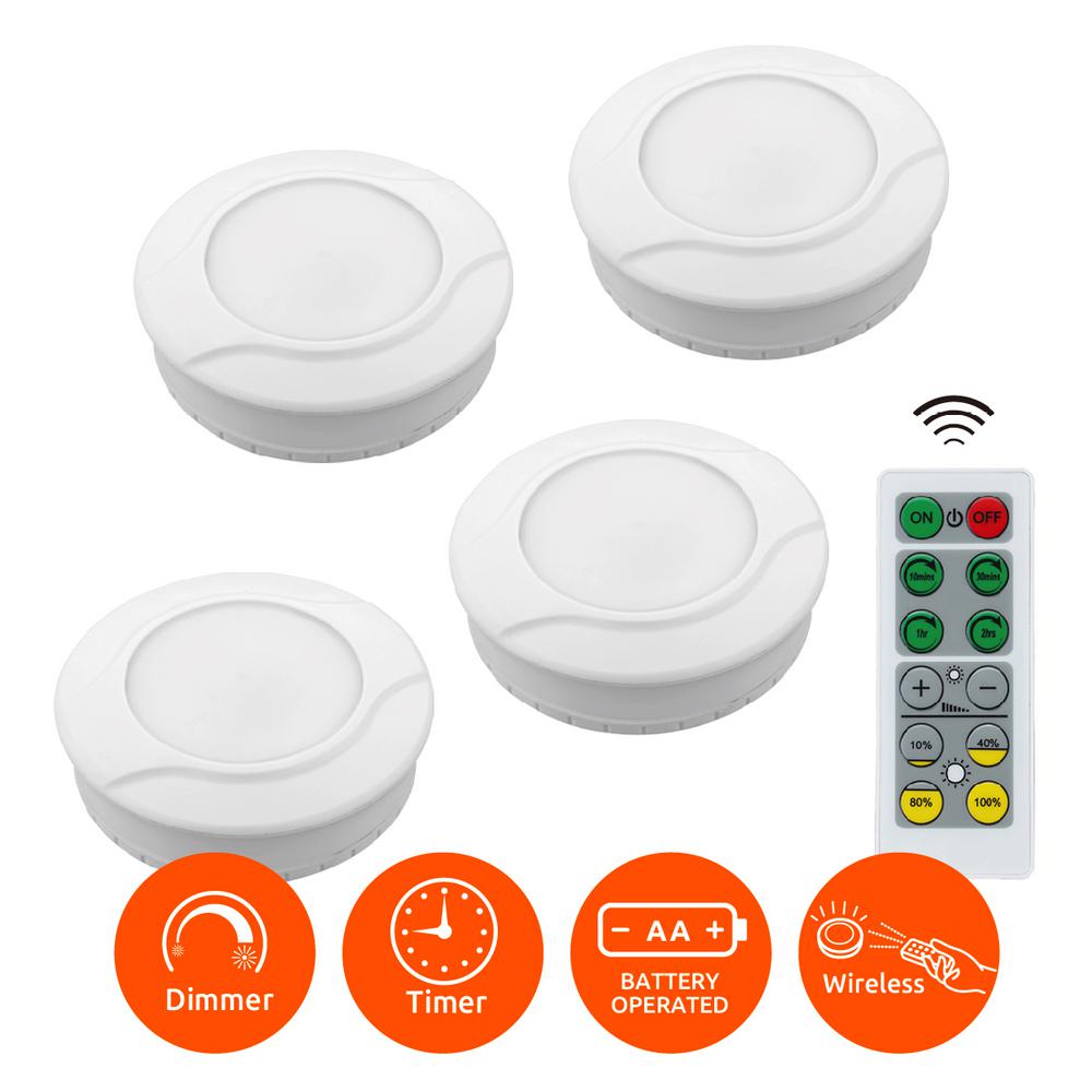 Link2home Wireless Bright Battery Powered Safety Led Puck Lights Link2home Wireless Bright Battery Powered Safety Led Puck Lights With Remote Control And Dimmable Feature