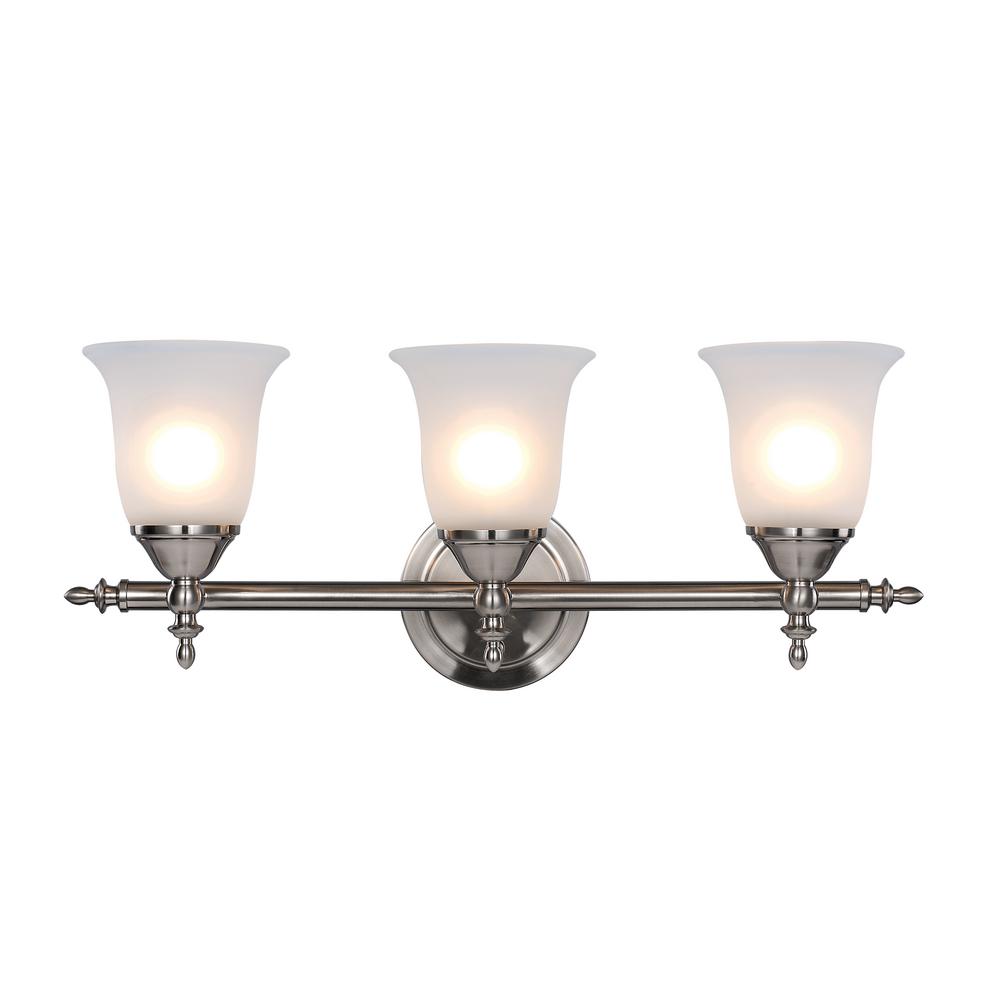 Nickel Vanity Lighting The Home Depot Olgelthorpe 3 Light