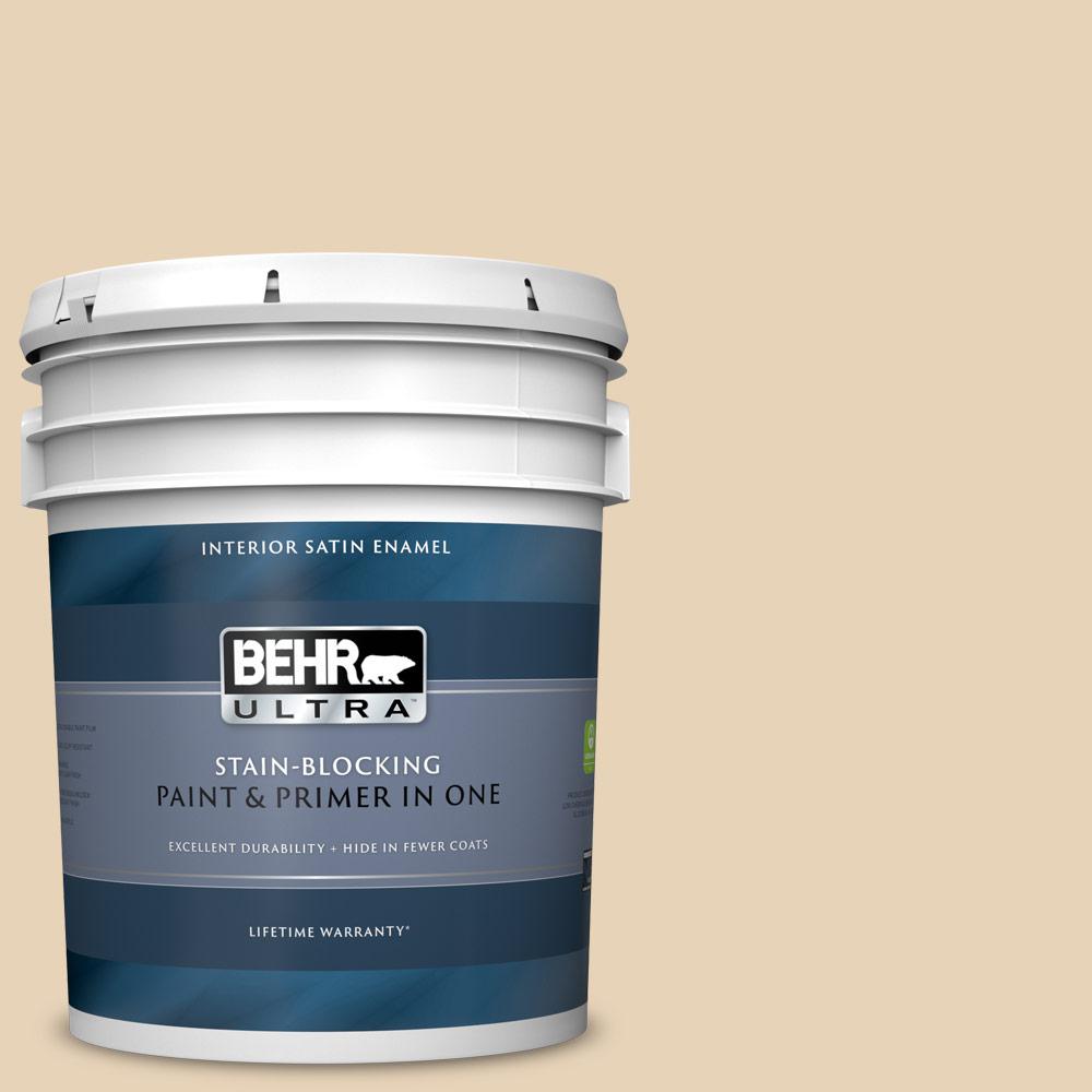 BEHR ULTRA 5 gal. PPU718 Sand Pearl Satin Enamel Interior Paint and