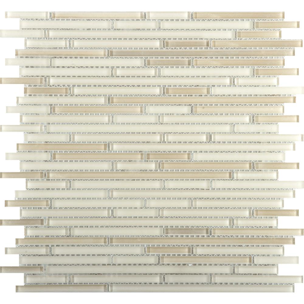 Infinity Beige Glossy 11 73 In X 4mm Glass Mesh Mounted Mosaic Tile 0 96 Sq Ft