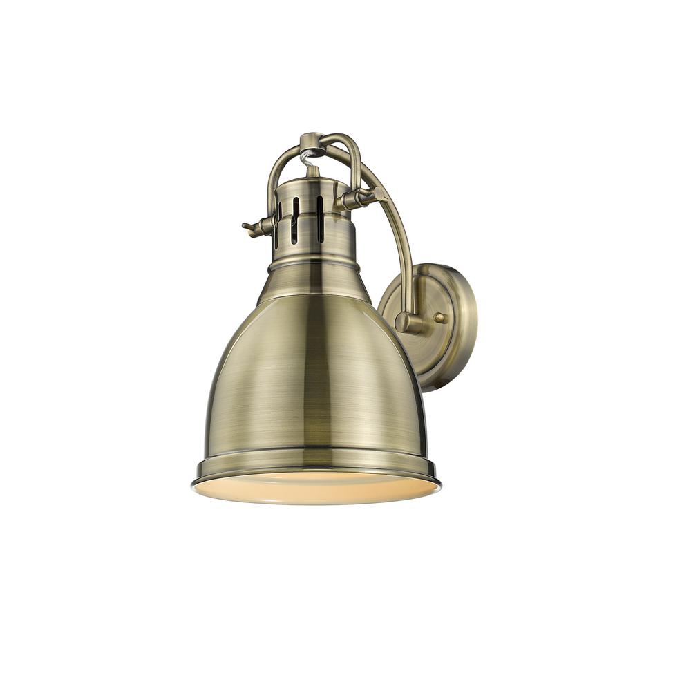 Golden Lighting Duncan AB 1-Light Aged Brass Sconce with ... on Brass Sconce Light id=62110