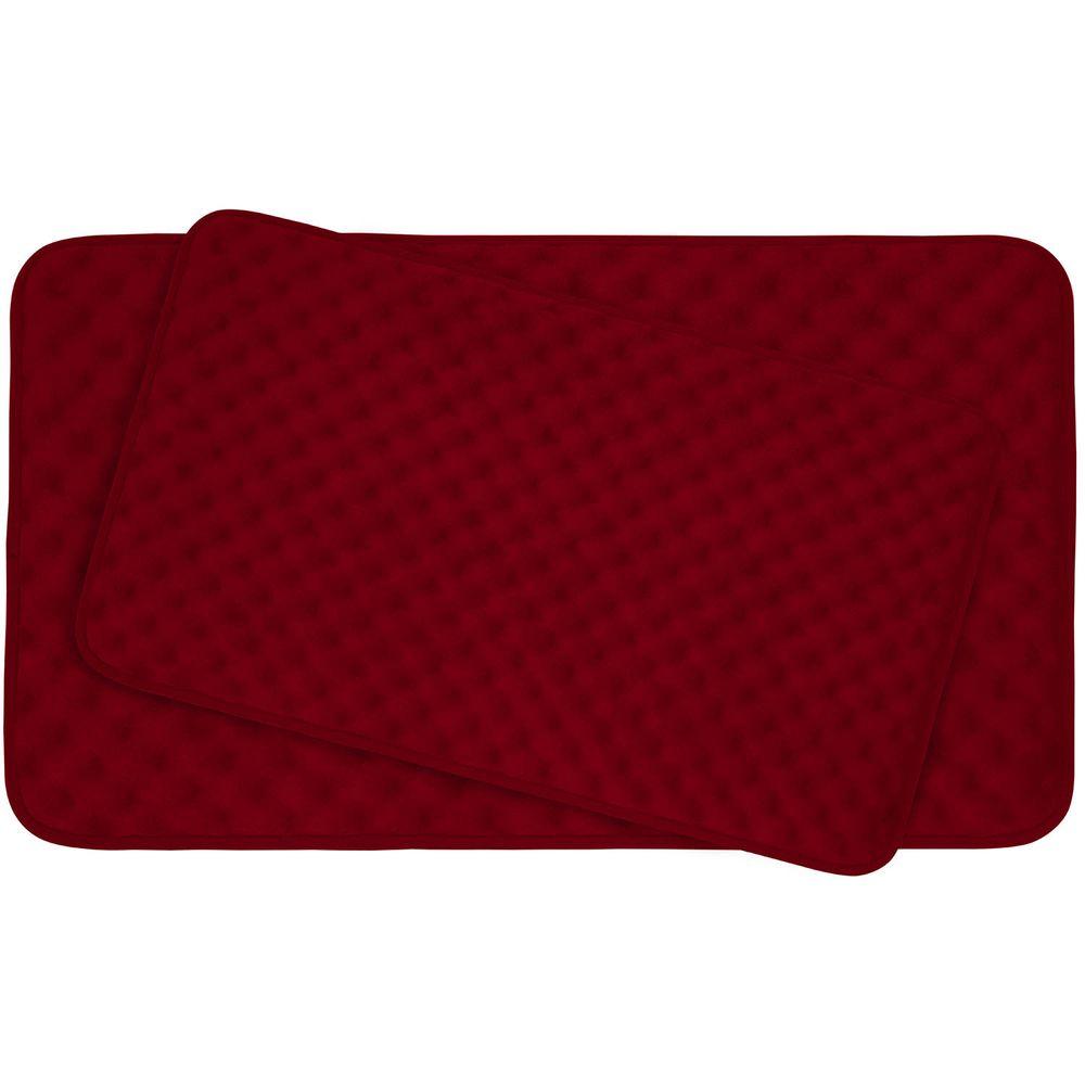 Massage Burgundy 20 in. x 32 in. Memory Foam 2Piece Bath