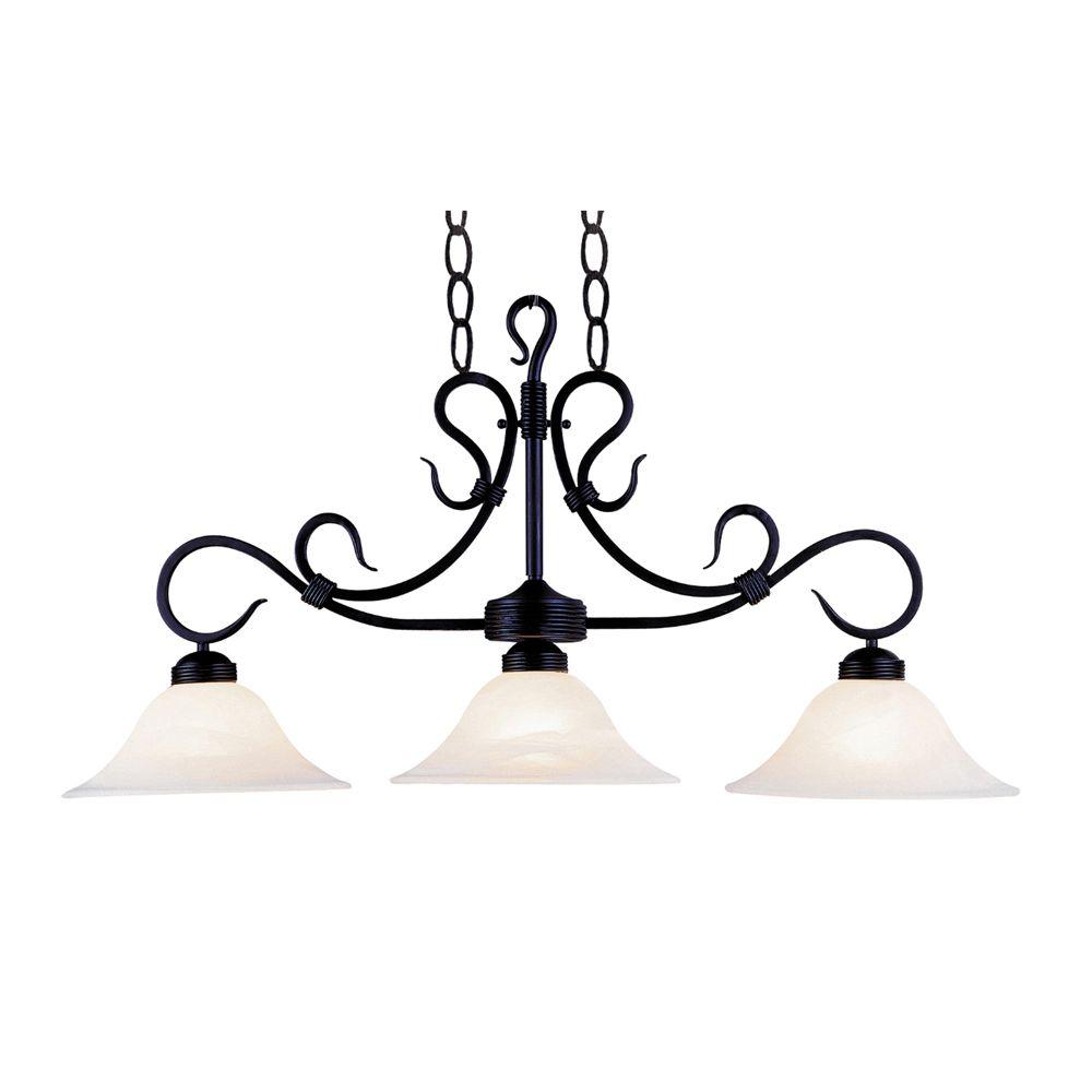Titan Lighting Buckingham 3 Light Matte Black Island With Titan Lighting Buckingham 3 Light Matte Black Island With White Marbleized Glass Shades